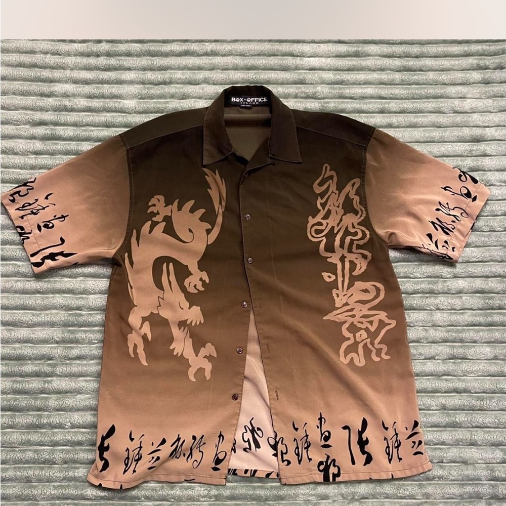 Men's Brown Graphic Button Down Shirt